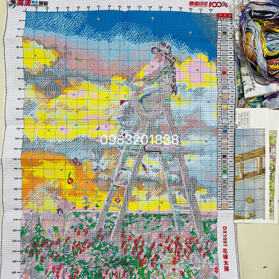 Tranh thêu kín chữ thập Cô gái DX1097, kích thước 53 x 72 cm