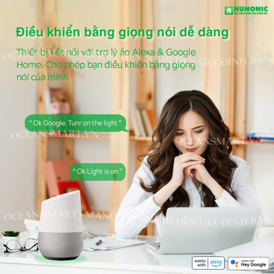 Công Tắc Thông Minh Wifi Hunonic, Công Tắc Điều Khiển Từ Xa Qua Điện Thoại Hình Vuông - HNSV