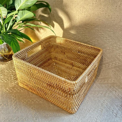 Giỏ Mây Guột ONGTRE Hình Vuông Đựng Đồ Đa Năng, Vật Dụng Trong Nhà Tiện Lợi