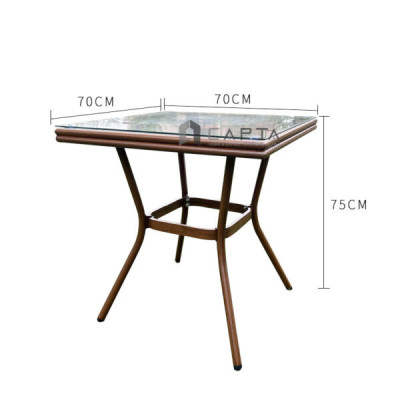 Bộ bàn cafe vuông mặt lưới Texilen ốp kính 4 ghế SL TE2029-70A / CC2005-A Nội thất Capta