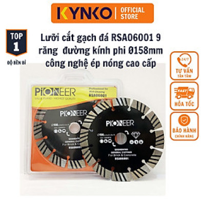 LƯỠI CẮT GẠCH - ĐÁ RSA06001 9  răng  đường kính phi Ø 158mm công nghệ ép nóng cao cấp