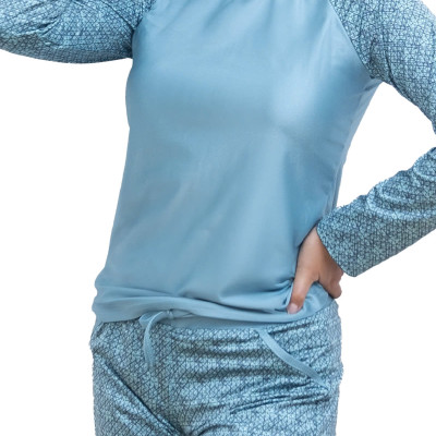 Bộ đồ bơi nữ tay dài LMcation Quinn- Xanh ngọc thổ cẩm