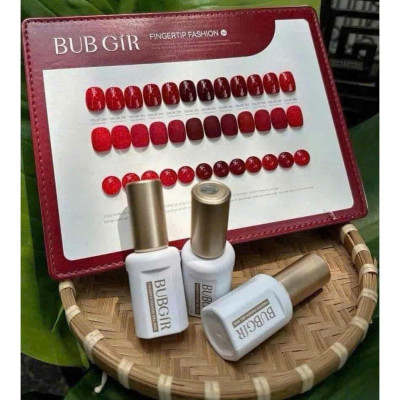 Set Sơn Gel Đỏ BUBGIR 12 Màu Không Ánh Tím Số 25 Chai 15ml Làm Nail Siêu Bóng, Chất Sơn Đặc Mướt, Tặng Bảng Màu BUB GiR Cao Cấp