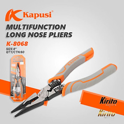 Kìm nhọn đa năng 9inch 225mm KAPUSI Japan K-8068, thép CRV độ cứng cao lưỡi kìm sắc