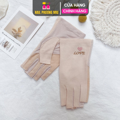 Găng Tay Chống Tia UV Fiber Hở Ngón Tay 20cm X 5cm Làm Móng, Bảo Vệ Tay Và Móng Tay Khỏi Tác Động Của Tia Cực Tím Khi Dùng Máy Hơ Nail Phương Miu