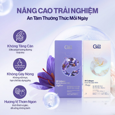 COMBO 2 HỘP NƯỚC UỐNG COLLAGEN GILAA SIÊU PHÂN TỬ 300DA TRẺ HÓA (20g x 15 gói/hộp)