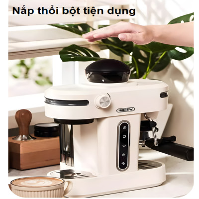 Máy pha cà phê bán tự động kiêm xay cà phê 15 chế độ Espresso, Cappuccino, Latte thương hiệu Mỹ cao cấp HiBREW H14 - Hàng Nhập Khẩu