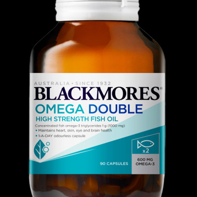 Viên Uống Dầu Cá Bổ Sung Omega Hỗ Trợ Cho Tim, Mắt và Da Blackmores Double Omega High Strength Lọ 90 Viên