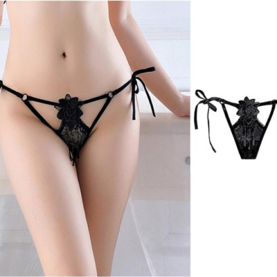 Quần lót lọt khe nữ buộc dây quyến rũ - Đen