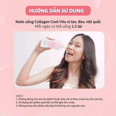 Nước Uống Collagen Peptide 3000mg Coolvita Hỗ Trợ Trẻ Hóa Sáng Da, Hỗ Trợ Dưỡng Tóc và Móng Kết Hợp Vitamin B3 (45ml× 7 túi)/hộp