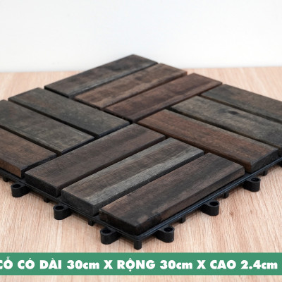 Vỉ Gỗ Lót Sàn Ban Công Thương Hiệu ANKAN Gu Màu Đen 12 Nan, Ván Sàn Gỗ Tự Nhiên, Sân Vườn, Hồ Bơi, Phòng Spa, Siêu Bền, Chịu Nước Tốt, Chống Trơn Trượt, Tiêu Chuẩn Xuất Khẩu (1 Vỉ) - Hàng Chính Hãng