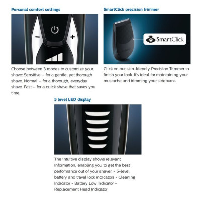 Máy cạo râu khô và ướt cao cấp Philips Norelco S9311/84 Serial 9000 Tích hợp 3 mức độ cài đặt tốc độ - HÀNG NHẬP KHẨU