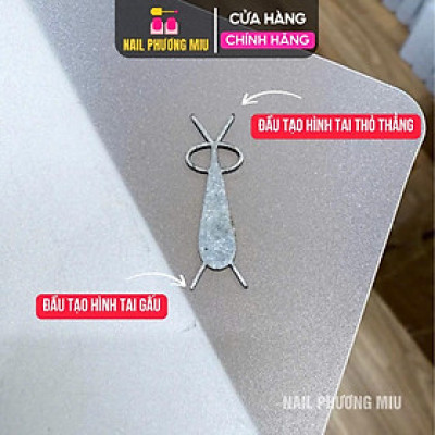 Thanh Đẩy Mắt Mèo Hình Tai Gấu Tai Thỏ Thẳng Cong (Dùng Với Nam Châm) Làm Nail, 2 Đầu Có Tai