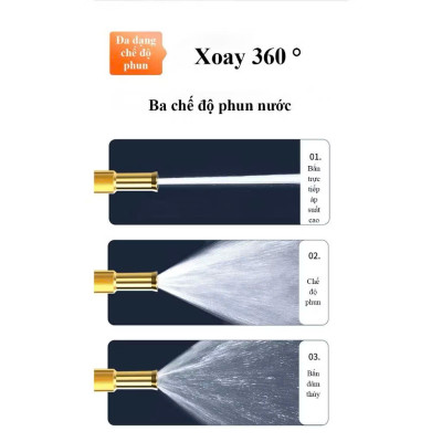 Vòi Tưới Cây, Vòi Xịt Rửa Xe Đa Năng Tăng Áp Lực Nước Cực Mạnh 10m, Lắp Vòi Nước Thông Thường (Đầu Vòi Đồng) - HÀNG CHÍNH HÃNG MINIIN