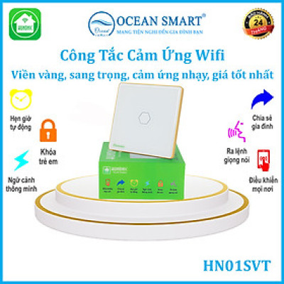 Công Tắc Thông Minh Wifi Hunonic, Công Tắc Điều Khiển Từ Xa Qua Điện Thoại Hình Vuông - HNSV