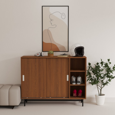 [Happy Home Furniture] LUCA, Tủ giày 2 cánh lùa - Chân sắt, 128cm x 36cm x 98cm ( DxRxC), TCL_021