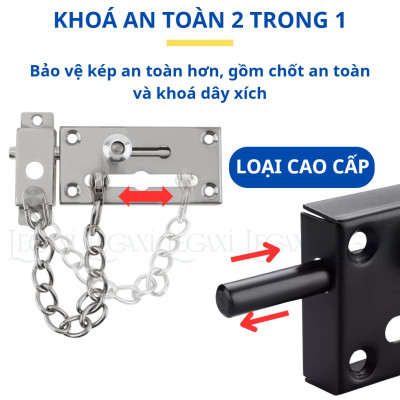 Chốt cửa dây xích, gài cửa chống trộm, khóa gài chặn cửa inox nhà ở, chung cư, phòng ngủ Legaxi