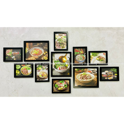 (ẢNH THẬT) KHUNG ẢNH TREO TƯỜNG TRANG TRÍ QUÁN PHỞ BÒ KÈM ĐINH TREO