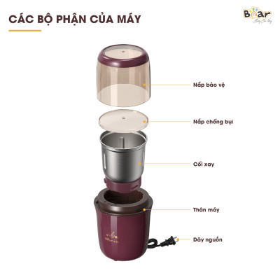 Máy Xay Bột Khô Đa Năng Bear Cà Phê, Hạt Tiêu, Ngũ Cốc Công Suất Lớn MDJ-A02G3 - Hàng Chính Hãng