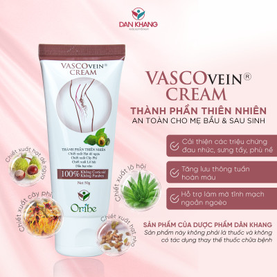 Kem Thoa Giảm Sưng Đau, Tê Phù, Chuột Rút Do Suy Giãn Tĩnh Mạch Vascovein Dân Khang - Tuýp 50g