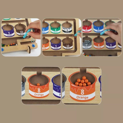 Bảng gỗ Montessori phân biệt màu sắc và số đếm cho bé - Bảng gỗ nhận biết màu sắc và số đếm cho bé - Orgavil 