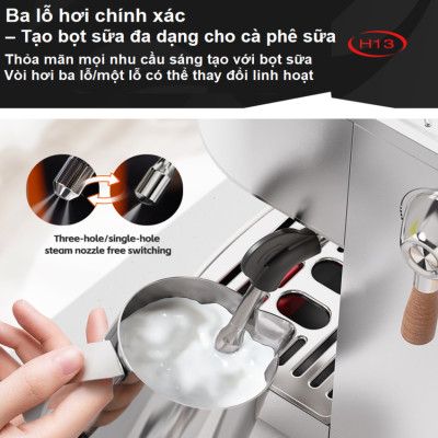Máy pha cà phê Cappuccino, Ristretto, Espresso, Latte chuyên nghiệp thương hiệu Mỹ cao cấp HiBREW H13 - Hàng chính hãng (BH 12 THÁNG)