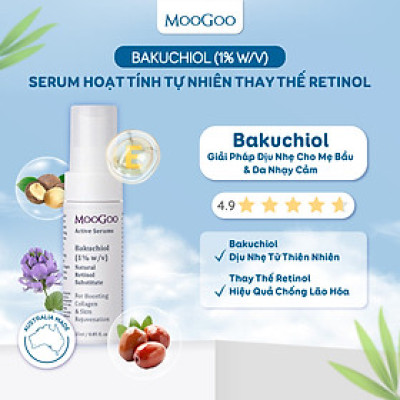 Serum bakuchiol (1%) thuần chay thay thế retinol cho da nhạy cảm giúp tăng sinh collagen MooGoo Úc