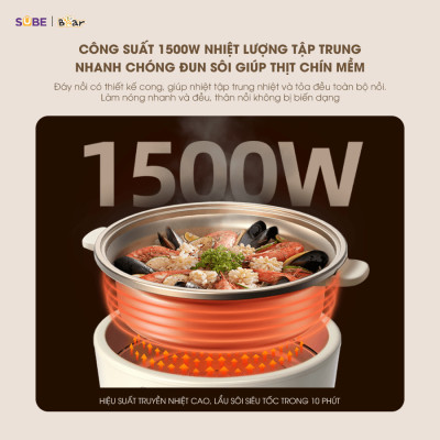 Nồi lẩu Bear SB-NL05F 5L (1500W) - Hàng chính hãng