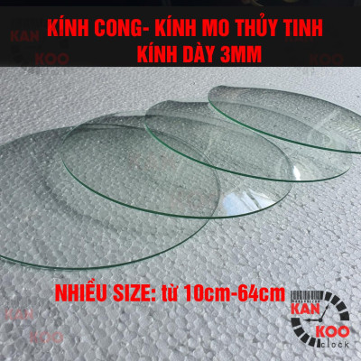 Mặt kính cong- kính thủy tinh mo tròn nhiều cỡ từ 10cm đến 39cm dùng cho đồng hồ treo tường, đồng hồ cổ, đồng hồ cơ các loại