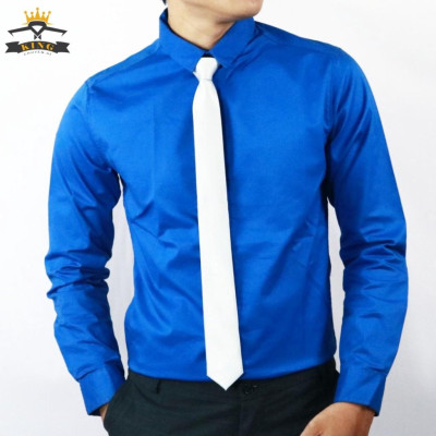 Áo sơ mi nam trơn KING tay dài trắng đen cho công sở chất kiệu vải co giản thoán mát S01