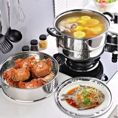 Nồi Hấp Inox 3 Tầng Siêu To 28CM Dùng Cho Cả Bếp Từ Và Bếp Ga, Nồi Hấp Bánh Bao Bánh Flan Hấp Thức Ăn Tặng Kèm Xửng Hấp - HÀNG CHÍNH HÃNG MINIIN