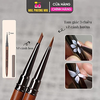 Cọ Tam Giác Cán Gỗ Cao Cấp NAIL BRUSH Đầu 7mm Làm Nail Vẽ Hoa Cánh Bướm Siêu Nét, Thân Gỗ Dài 18cm Chắc Tay Vẽ Chính Xác Chi Tiết Nhỏ