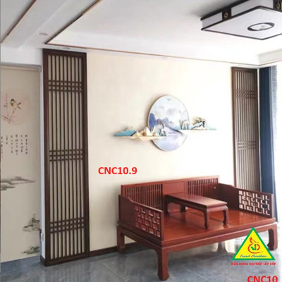 Nền tường phong cách Trung Hoa, bình phong gỗ cắt CNC010 - Nội thất lắp ráp Viendong Adv