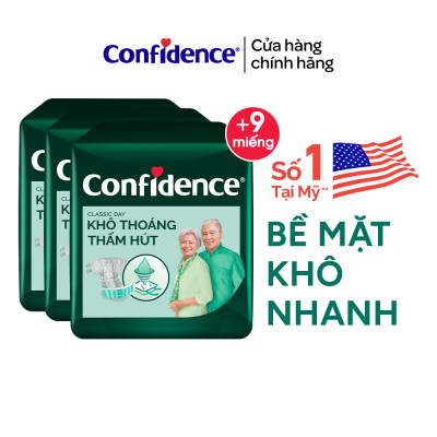 Thùng 3 gói Tã dán người lớn Confidence Classic Day khô thoáng thấm hút size M/L gói 20+3 miếng
