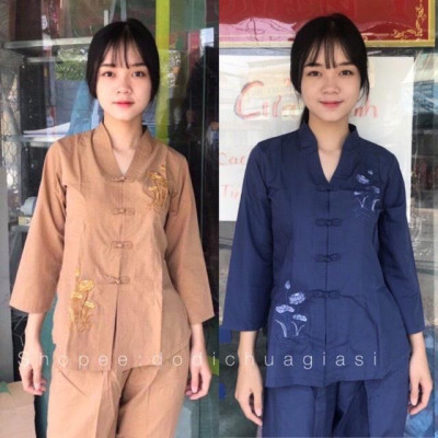 ĐỒ LAM ĐI CHÙA  Mẫu Bà Lai Vải Kate Mịn