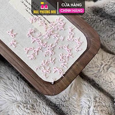 Set 50 Nơ Thắt Nhựa Mix Màu Hồng Pastel Siêu Xinh, Nơ Đỏ, Trắng Size Mini Gắn Trang Trí Móng Làm Nail Kiểu Hàn Quốc Nữ Women