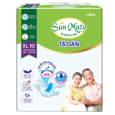 Combo 2 Tã Dán Người Lớn SunMate G2 Size XL10 (10 Miếng)