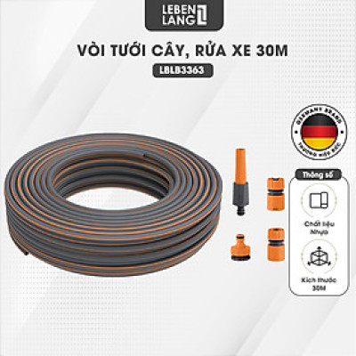 Vòi tưới cây, rửa xe Lebenlang LBLB3363, dài 30m, đa dạng công năng, cất gọn dễ dàng, hàng chính hãng