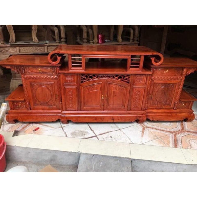kệ tivi sừng trâu gỗ hương đá cánh đục 2m4