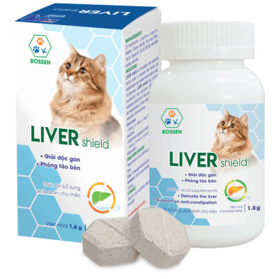 BOSSEN - LIVER shield (cats) Hỗ Trợ giải độc cho Mèo và Phòng Táo Bón - Hộp 30 viên