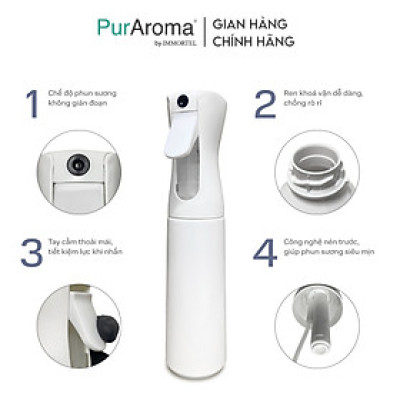 Chai Xịt Phun Sương 300ML PurAroma - Công Nghệ Nén Phun Hạt Nano Siêu Mịn