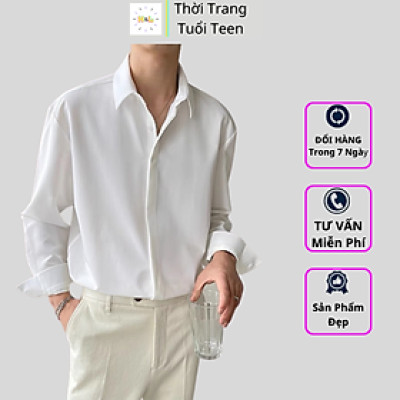 Áo Sơ Mi Form Rộng GIẤU NÚT Tay Dài Hàn Quốc Áo Unisex Nam Nữ Vải Lụa Mềm Mịn Thoáng Mát Ít Nhăn - SMD02