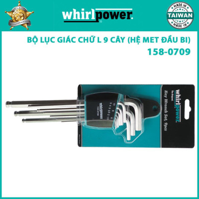 BỘ LỤC GIÁC CHỮ L 9 CÂY (HỆ MET ĐẦU BI) WHIRLPOWER