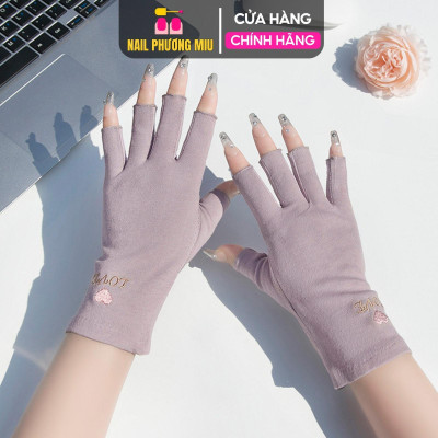 Găng Tay Chống Tia UV Fiber Hở Ngón Tay 20cm X 5cm Làm Móng, Bảo Vệ Tay Và Móng Tay Khỏi Tác Động Của Tia Cực Tím Khi Dùng Máy Hơ Nail Phương Miu