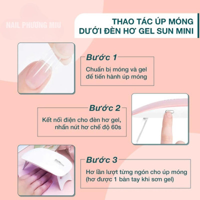 Đèn Hơ Móng Tay Sun Mini 6W Gọn Nhẹ 6 Đèn LED UV Trắng Hồng Để Bàn Bỏ Túi Tiện Lợi, Đèn Sấy Móng Tay Nhanh Khô Sơn Bóng Cố Định Charm Đá