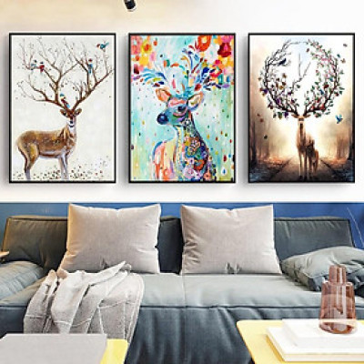 Tranh treo tường Canvas trang trí hươu 2 50x70cm ( kèm theo khung )