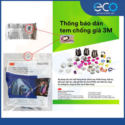 Combo (7 món) mặt nạ phòng độc 3M 7501, 7502 kết hợp phin lọc 3M 6003, tấm lọc bụi 5N11 cùng nắp giữ 501  lọc hơi độc Hơi hữu cơ vô cơ Phun sơn Phun xịt thuốc sâu Mặt nạ chính hãng 