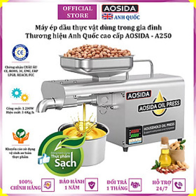 Máy ép dầu thực vật nóng và lạnh dùng trong gia đình thương hiệu Anh Quốc cao cấp AOSIDA A250 - Hàng Nhập Khẩu