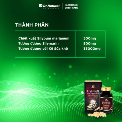 Viên Uống Bổ Gan Dr Natural Liversol Milk Thistle 35000 60 Viên | Giúp Bổ Gan, Phục Hồi Tế Bào Gan, Tăng Cường Chức Năng Gan - Hàng Chính Hãng