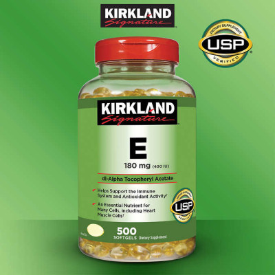 Vitamin E Mỹ Kirkland Signature E 180mg (400 IU) – Giúp đẹp da, tóc, làm chậm quá trình lão hóa và tăng sức khỏe tổng thể - QuaTangMe Extaste